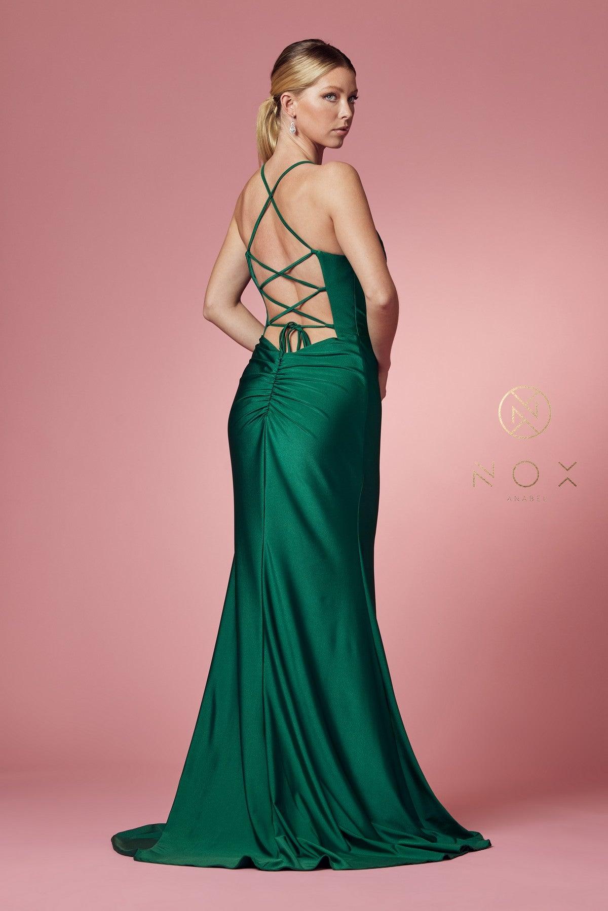 Black Fit and Flare Long Prom Dress