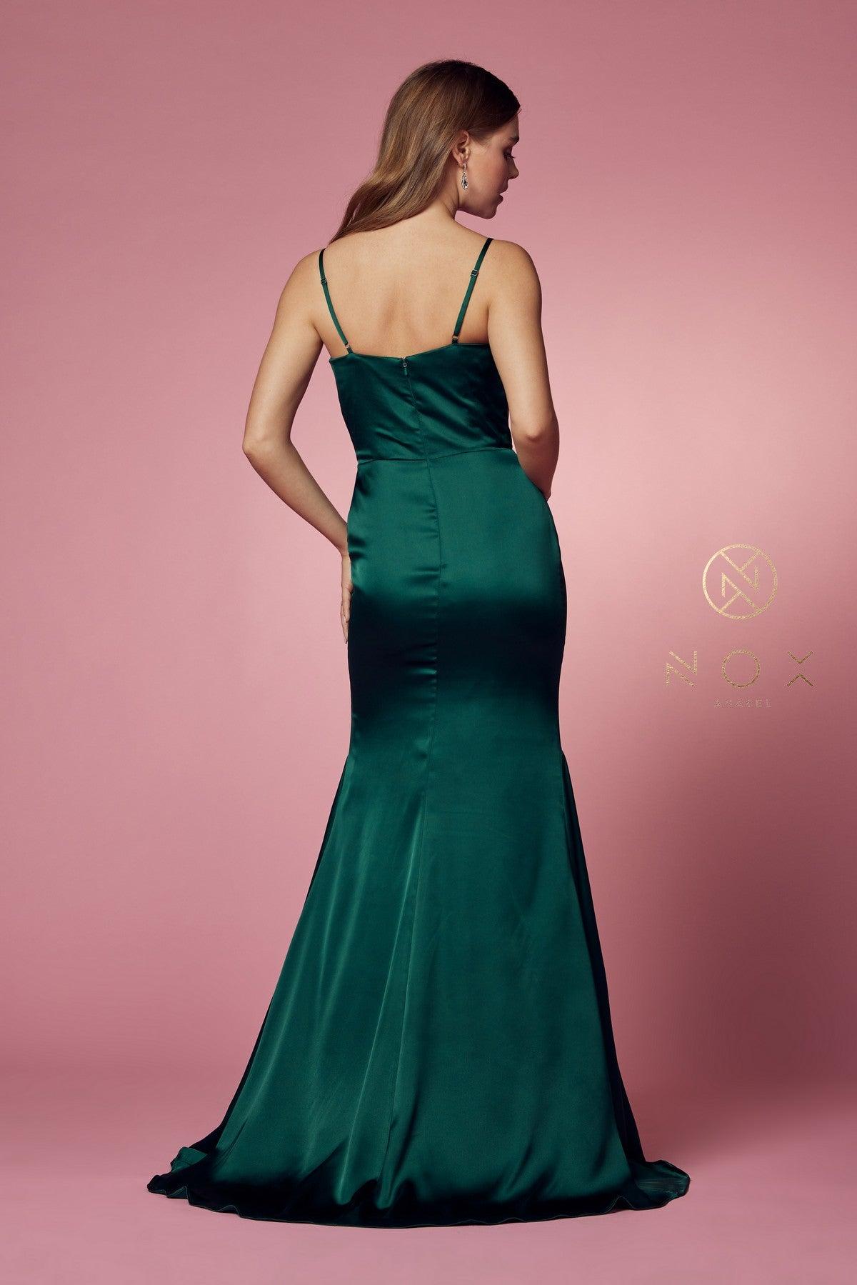 Fit and Flare Long Prom Dress Forest Green
