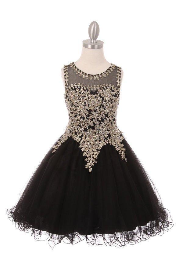 Flower Girl Dress Sleeveless Gold Embellished Short Sale