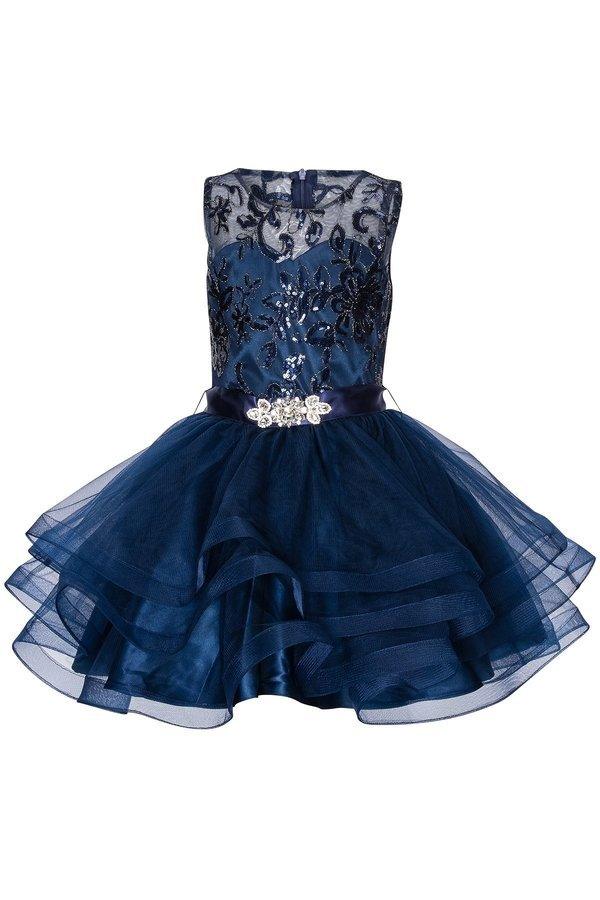 Flower Girl Sleeveless Sequins Lace Dress - The Dress Outlet