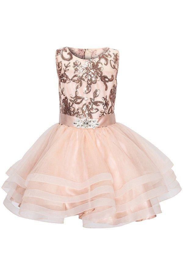 Flower Girl Sleeveless Sequins Lace Dress - The Dress Outlet