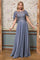 Flowy Formal Long Plus Size Dress Smoky Blue