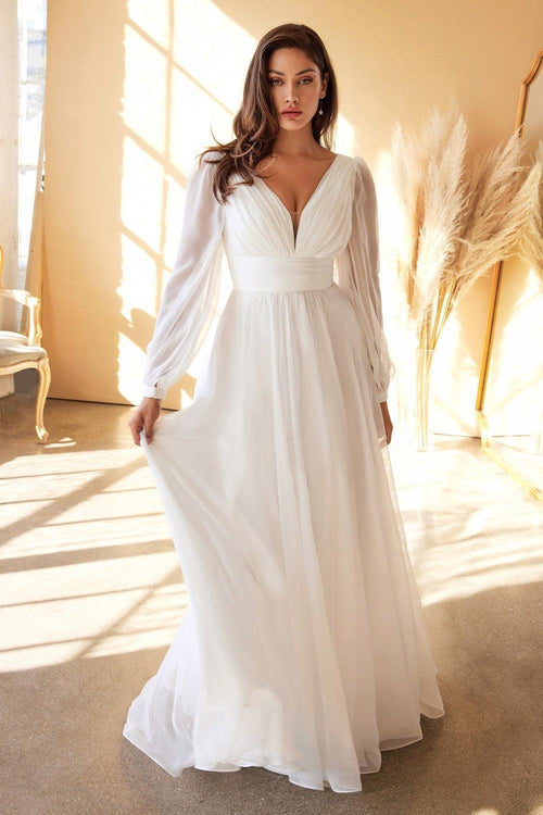 Off White Cinderella Divine CD0192W Flowy Long Plus Size A Line Wedding Dress for 239.0 The Dress Outlet