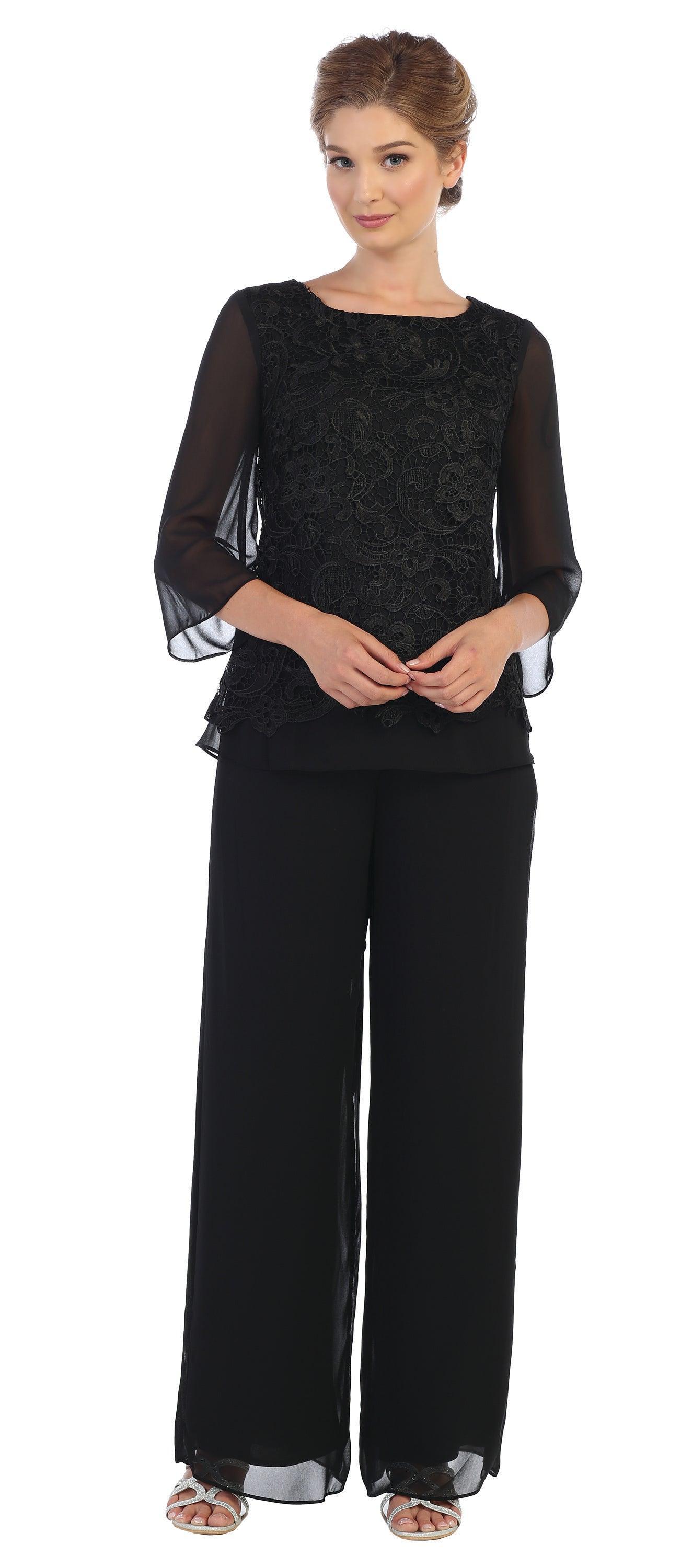 Formal 2 Piece Mother of the Bride Lace Pant Suit Sale - The Dress Outlet