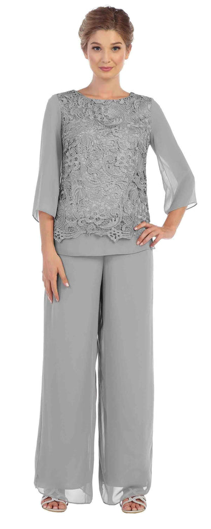 Formal 2 Piece Mother of the Bride Lace Pant Suit Sale - The Dress Outlet
