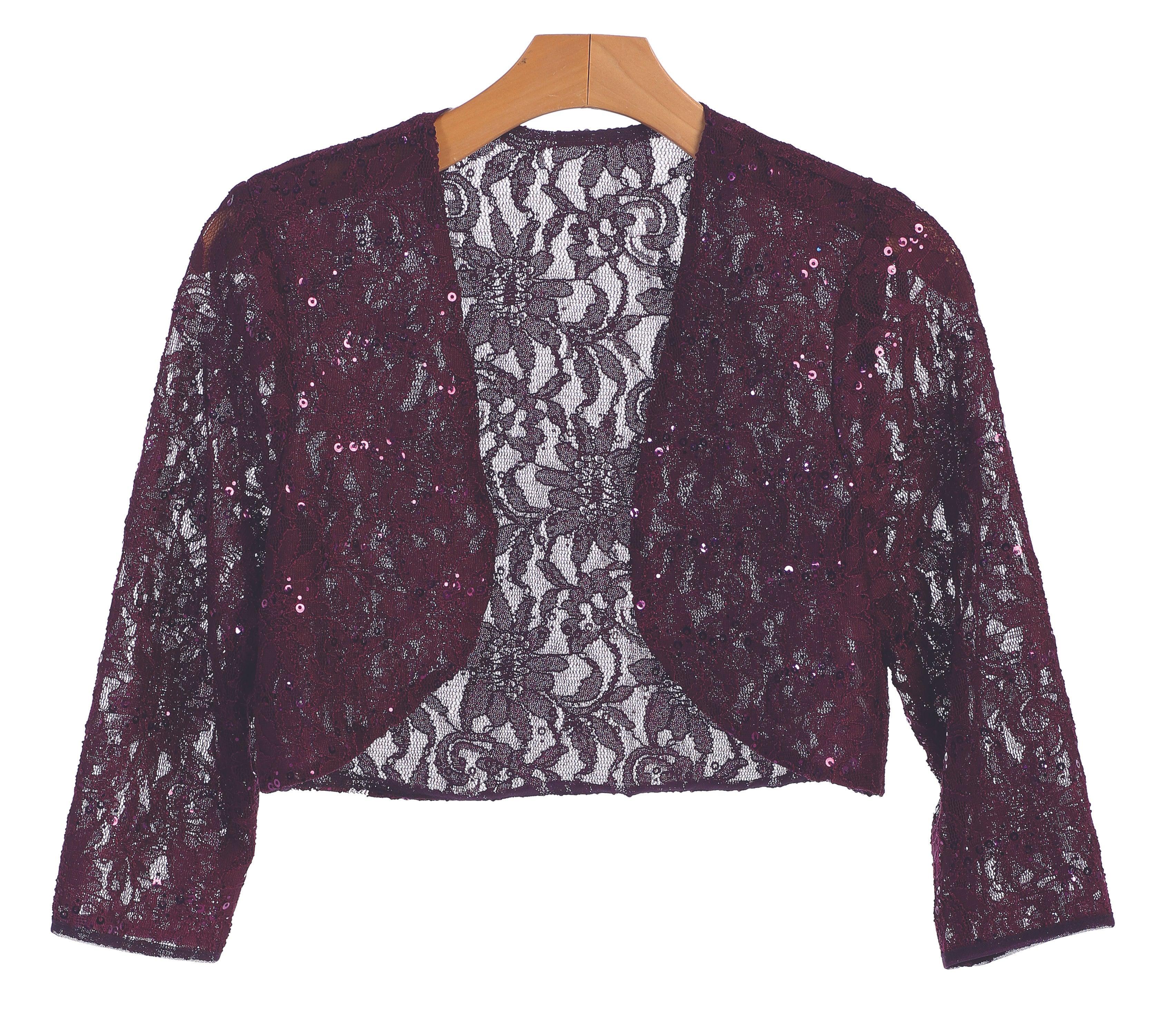 Formal Bolero Long Sleeve Lace Jacket - The Dress Outlet