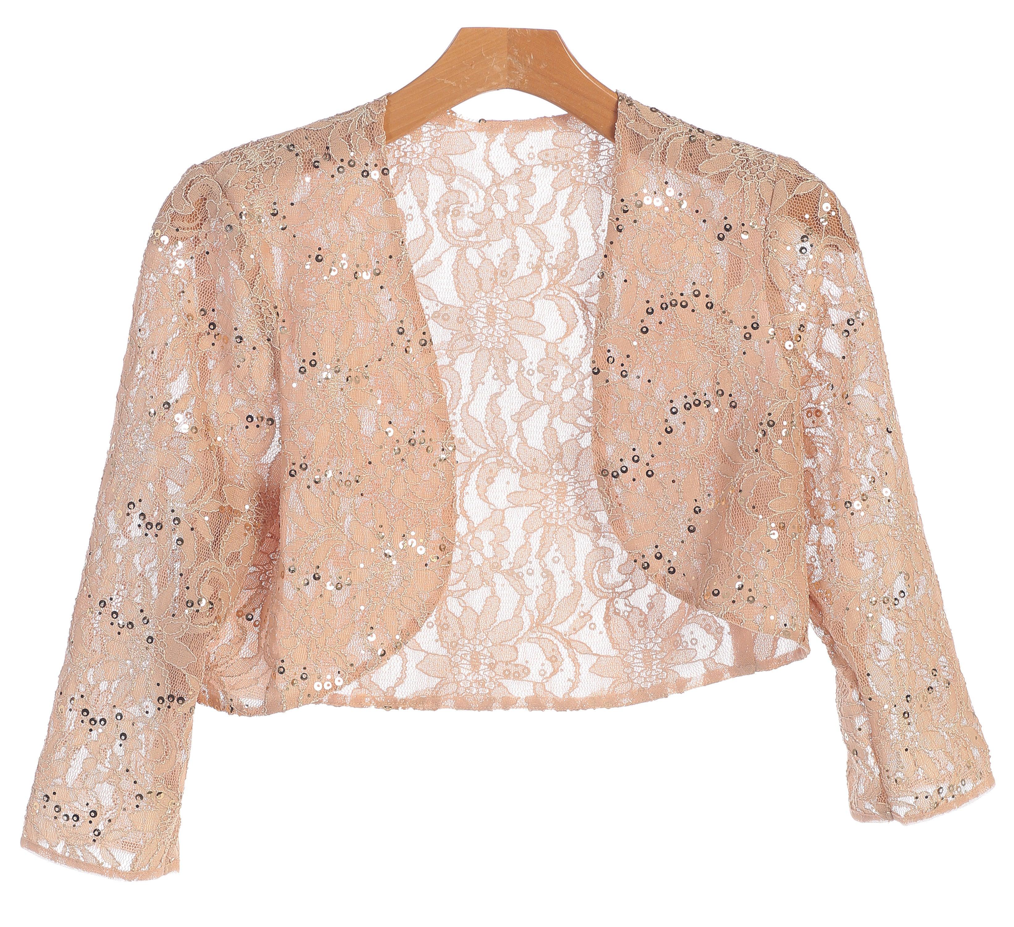Formal Bolero Long Sleeve Lace Jacket - Blush / M Formal Bolero Long Sleeve Lace Jacket - Blush / M