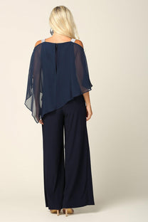 Formal Chiffon Cape Overlay Jumpsuit for $135.99 – The Dress Outlet