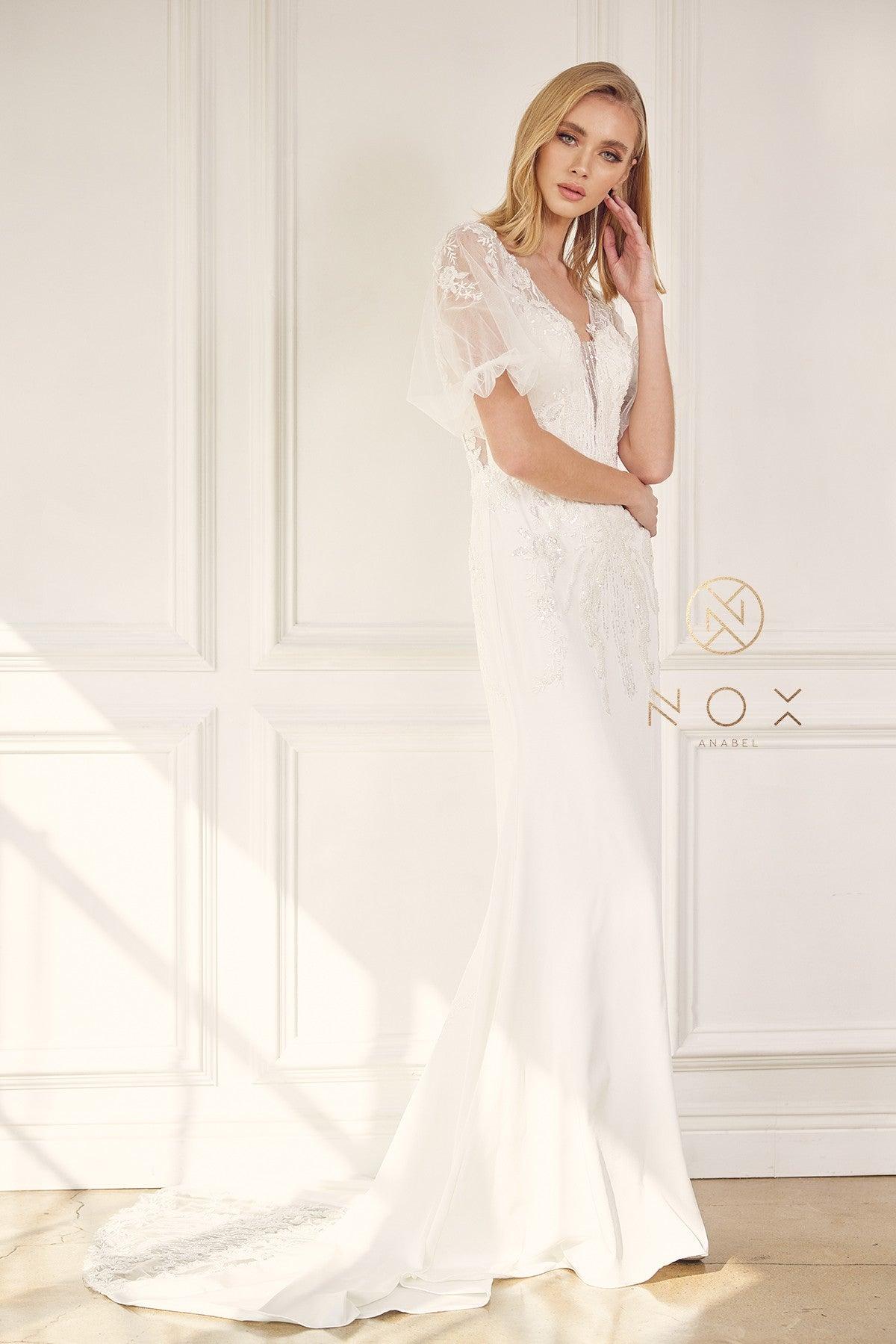 Fitted Long Wedding Gown - The Dress Outlet