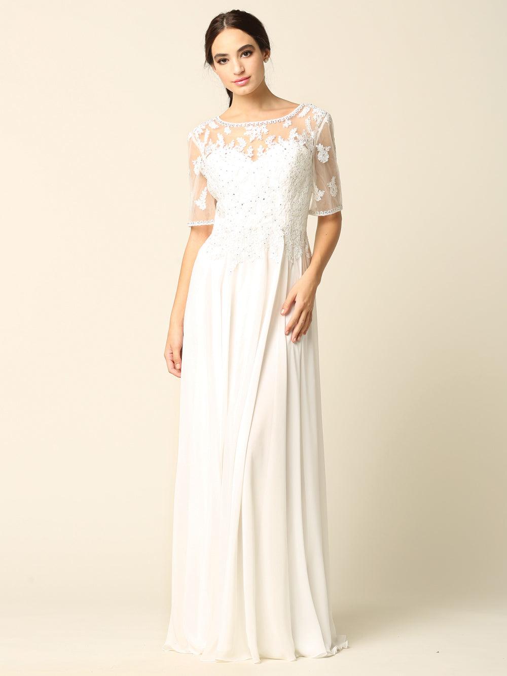 Formal Mother of the Bride Long Lace Chiffon Dress | The Dress Outlet