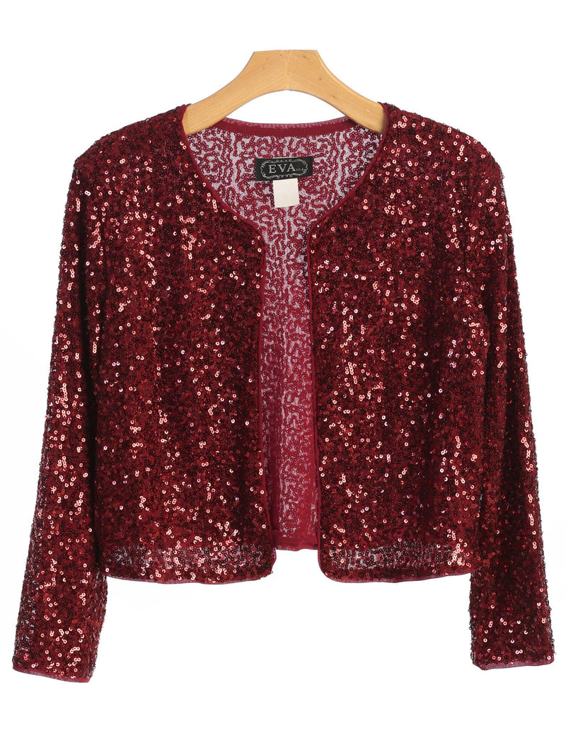 Burgundy Formal Sequins Bolero Evening Jacket Formal Dresses