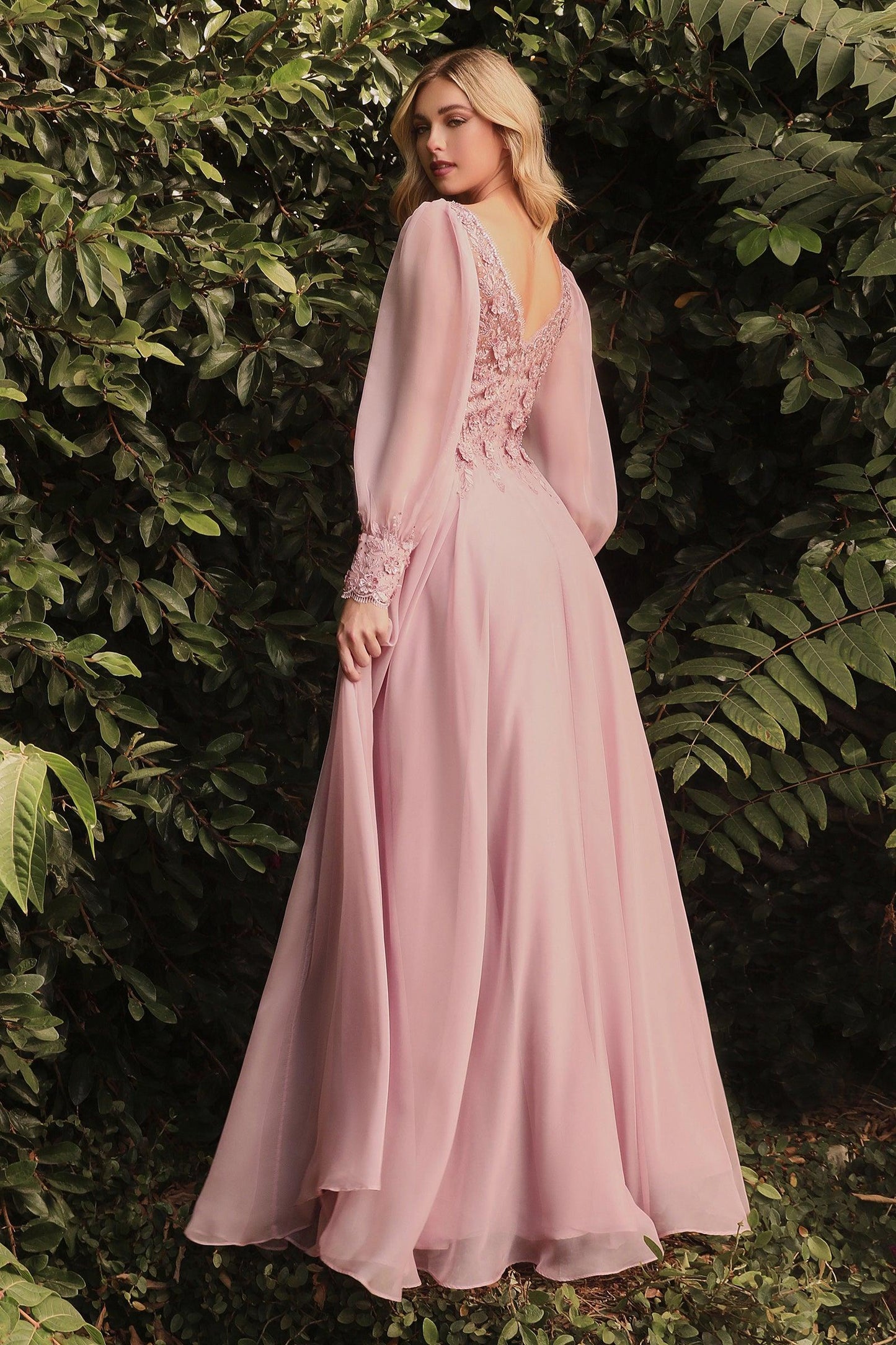 Full Sleeve Long Formal Dress Rose Gold