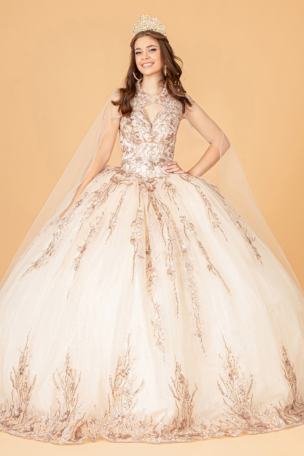 Sleeveless Long Quinceniera Dress