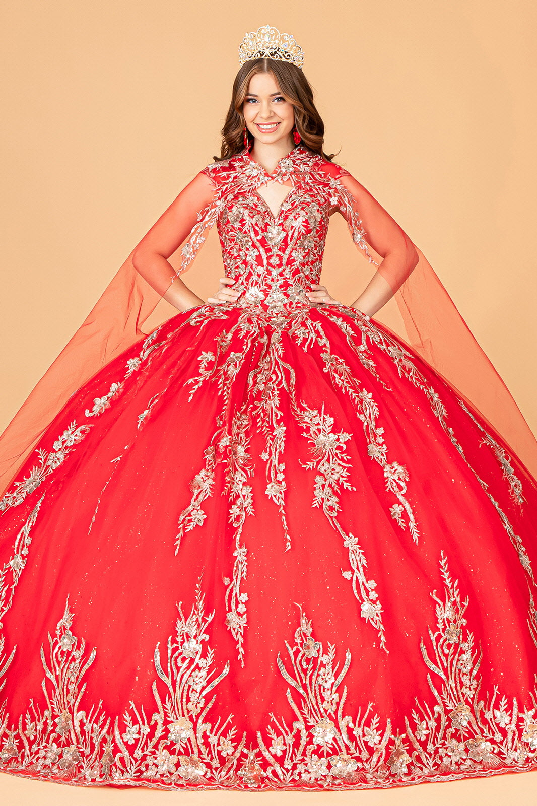 Sleeveless Long Quinceniera Dress