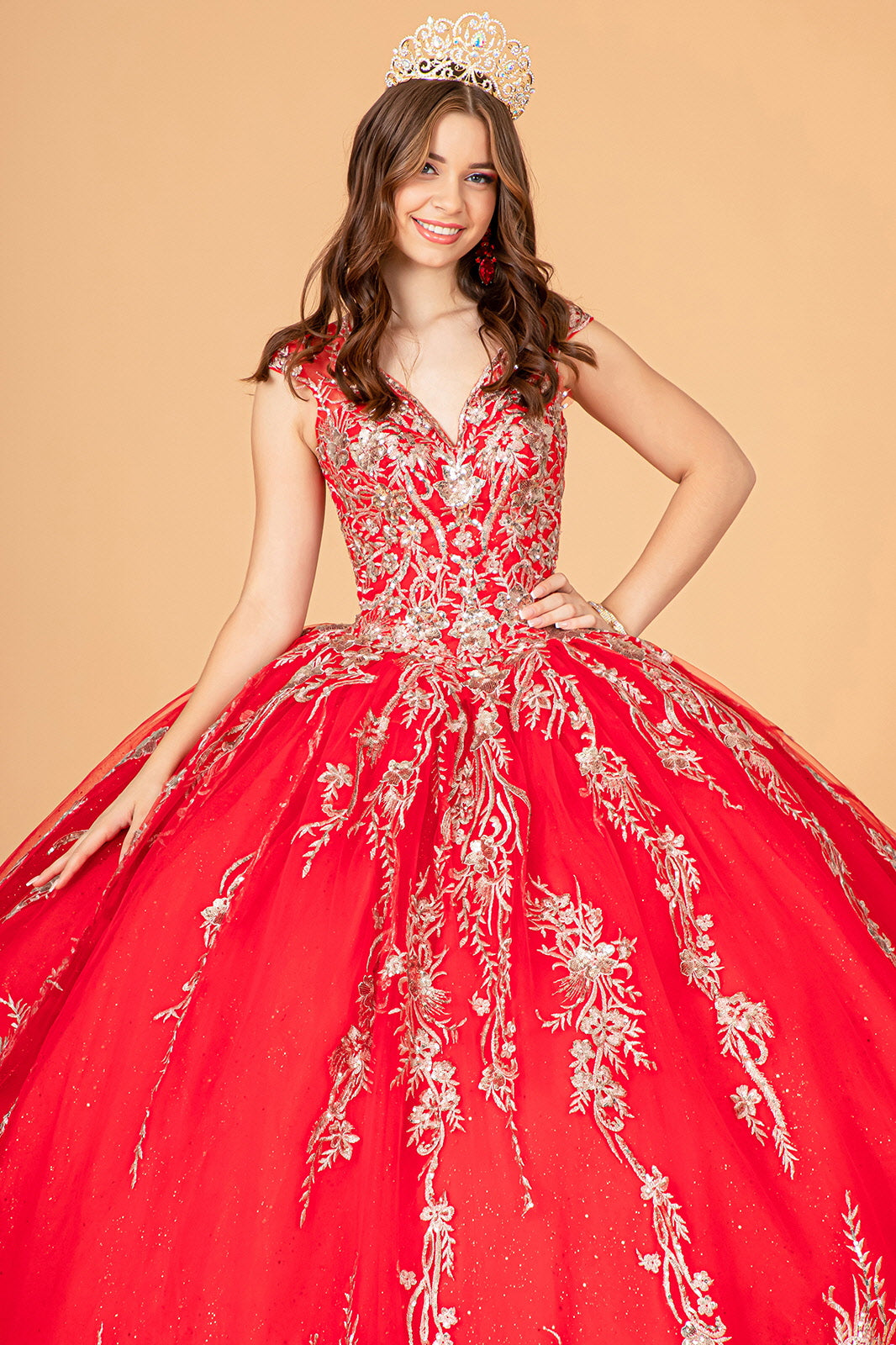 Sleeveless Long Quinceniera Dress