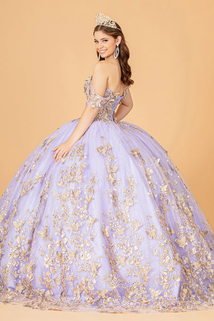 Quinceniera Dresses Long Off Shoulder Ball Gown  Lilac
