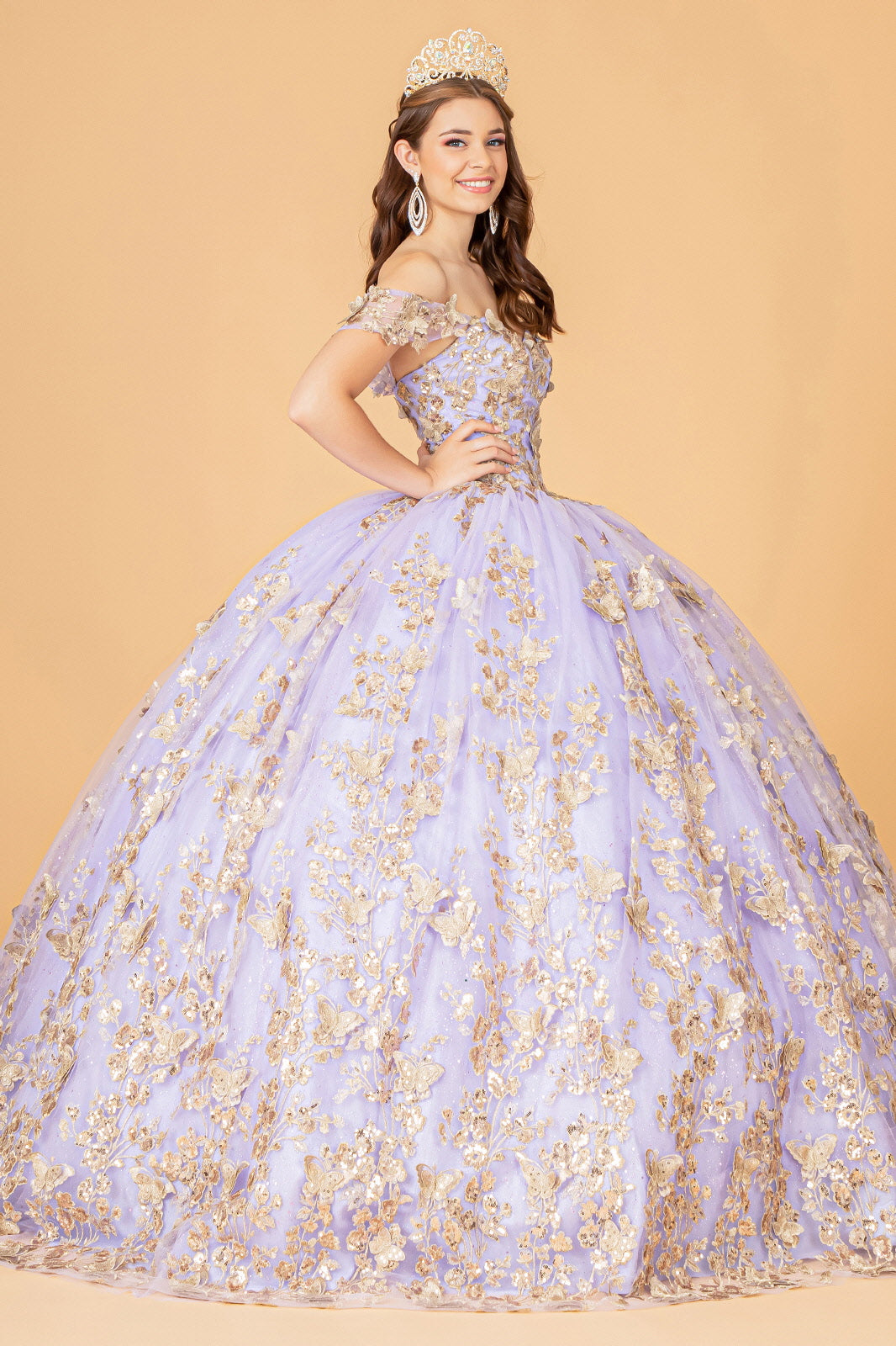 Green Quinceanera Dresses Off The Shoulder Tulle Ball Gown Y297 main image 1