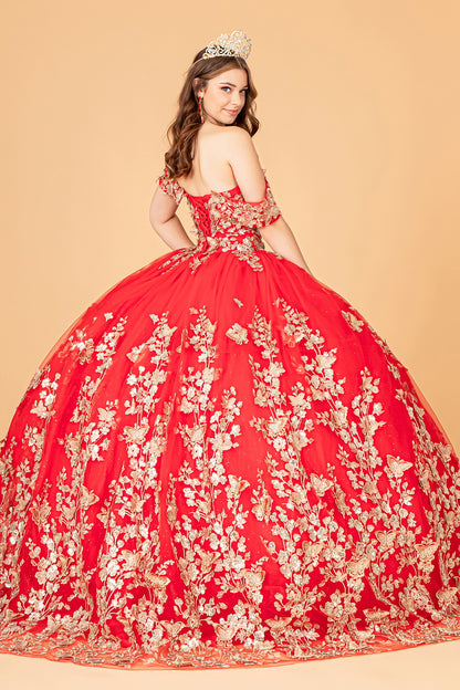 Quinceniera Dresses Long Off Shoulder Ball Gown  Red