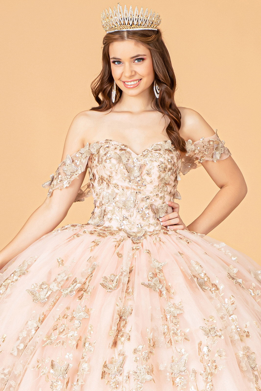 Off The Shoulder Green Tulle Ball Gown Green Quinceanera Dress Y290 main image 1