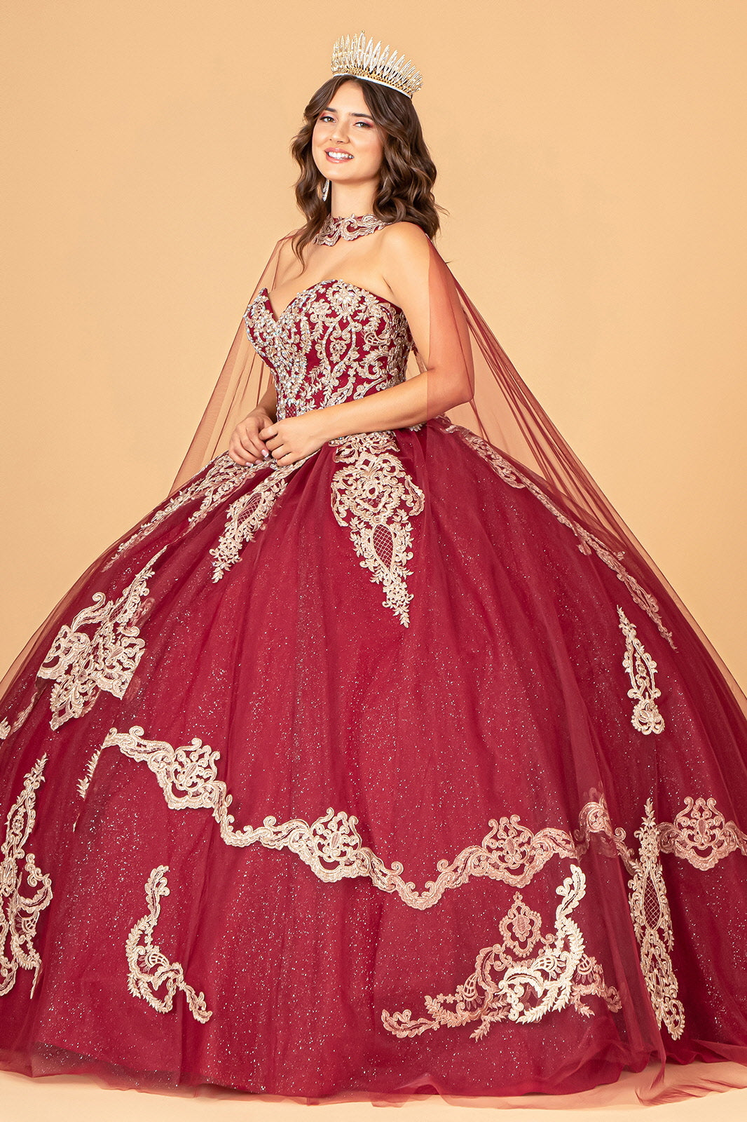 Strapless Long Sparkling Quinceniera Dress