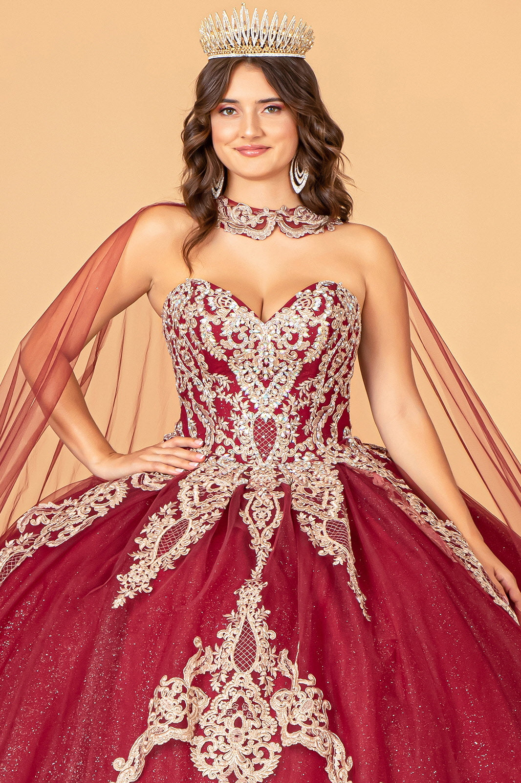 Strapless Long Sparkling Quinceniera Dress