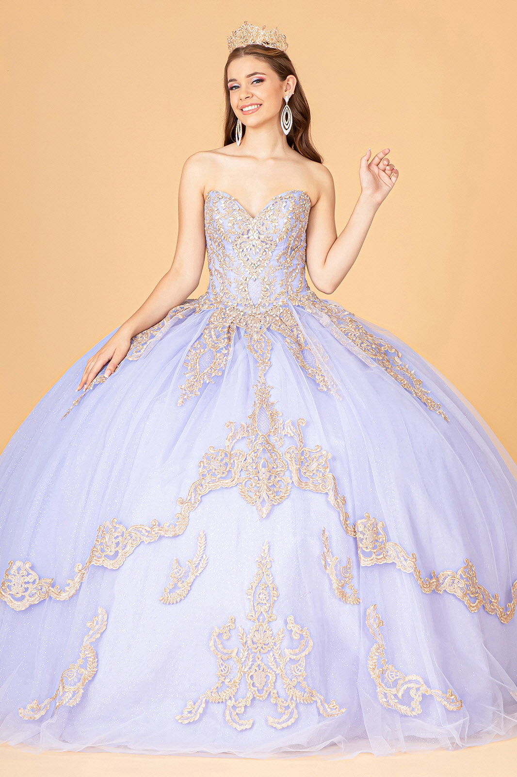 Strapless Long Sparkling Quinceniera Dress