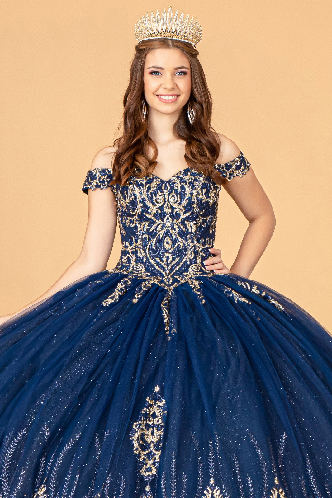 Off Shoulder Long Sweet 16 Ball Gown