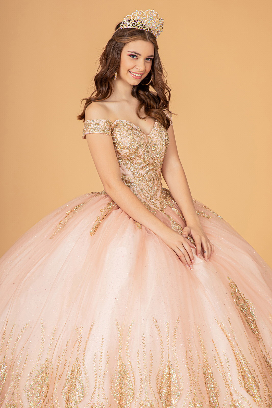 Off Shoulder Long Sweet 16 Ball Gown