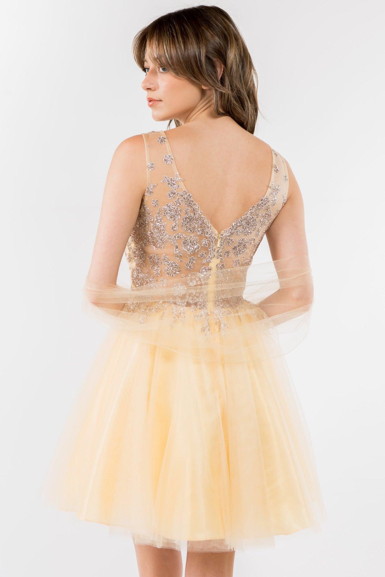 Glitter A Line Short Homecoming Dress - The Dress Outlet