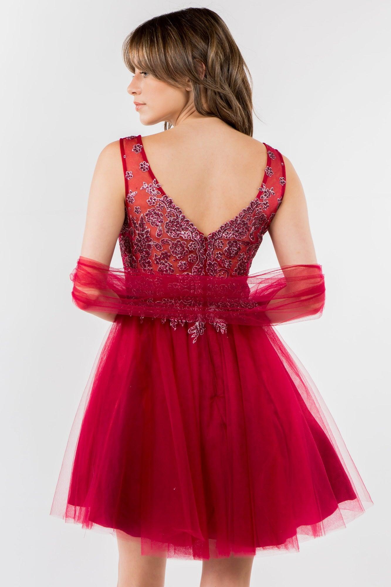 Glitter A Line Short Homecoming Dress - The Dress Outlet