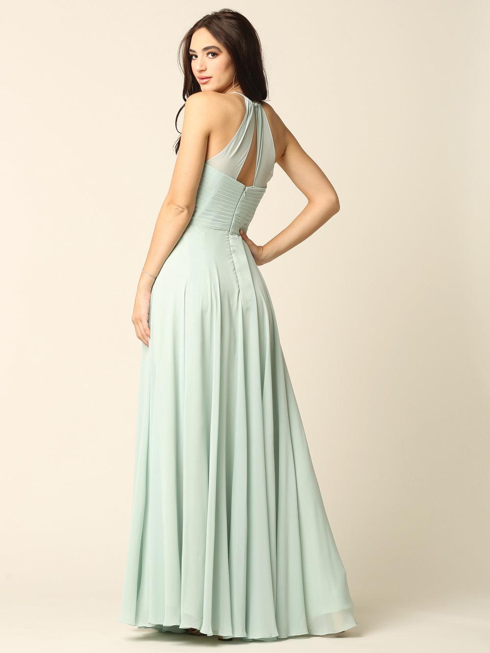 Halter Bridesmaids Long Chiffon Dress