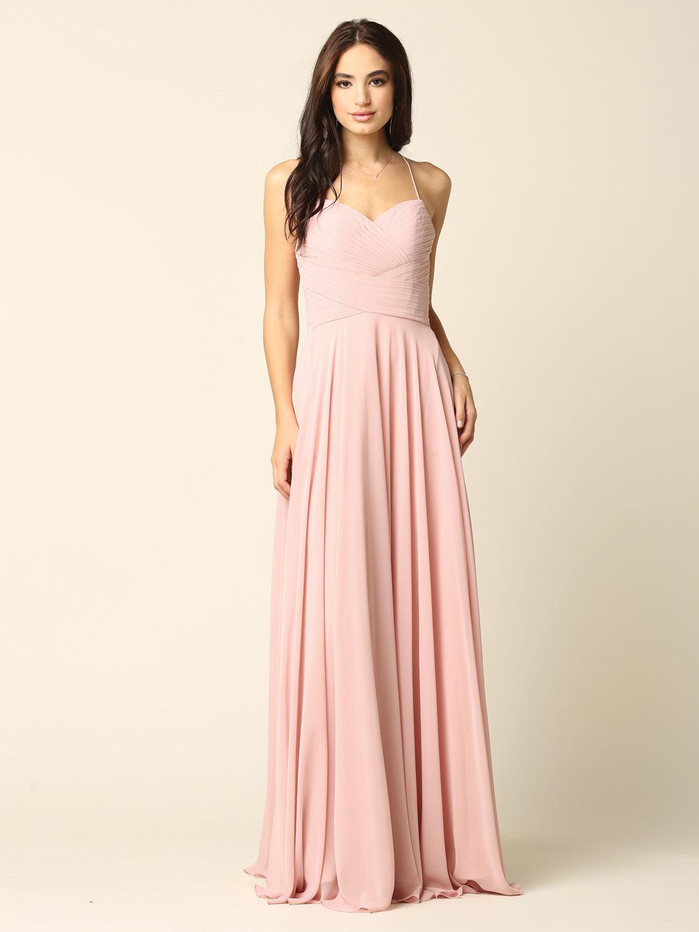Halter Bridesmaids Long Chiffon Dress