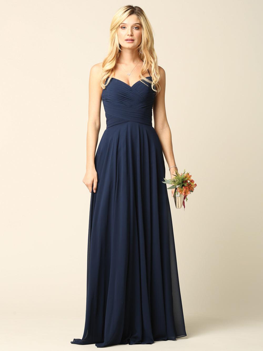Halter Bridesmaids Long Chiffon Dress