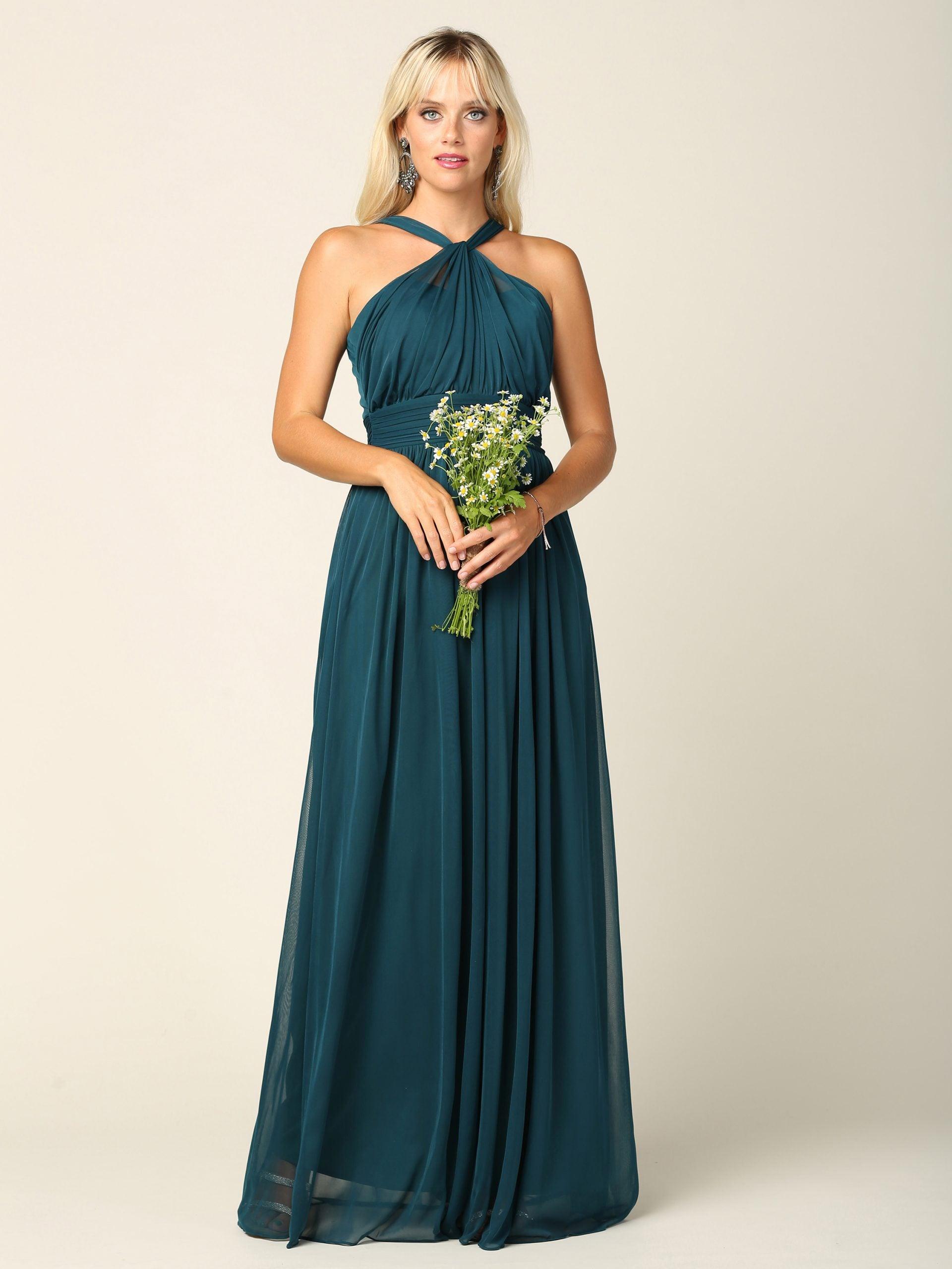 Hunter Green Halter Mermaid Bridesmaid Dress