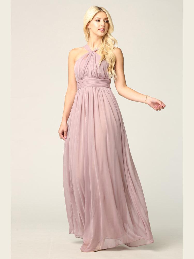 Halter Long Bridesmaid Dress Mauve