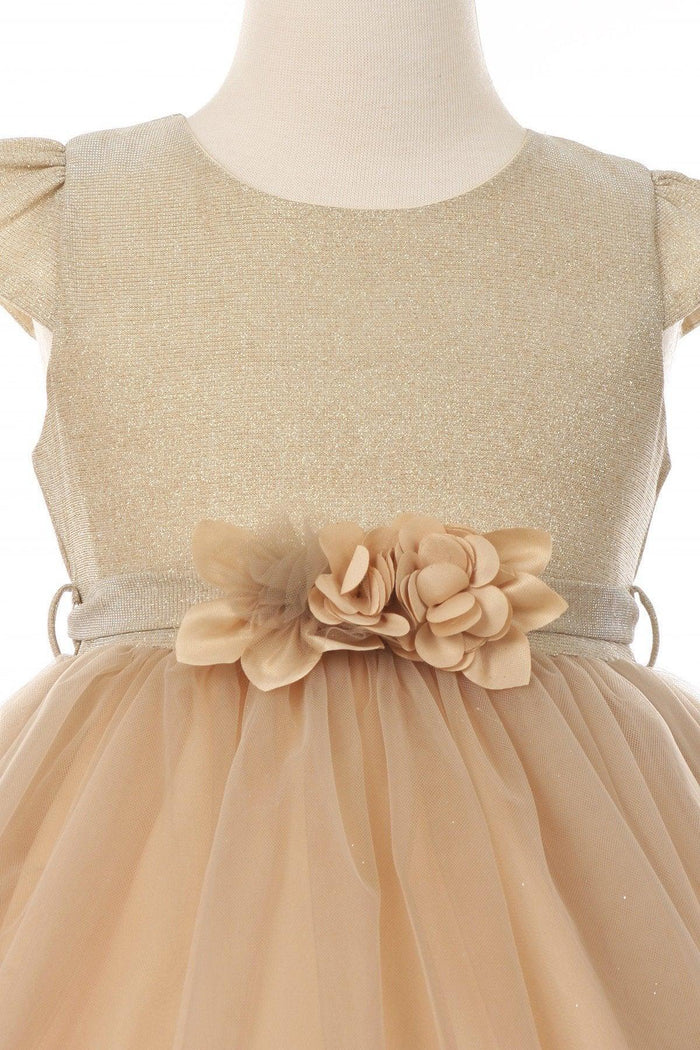 High Low Flower Girl Glitter Dress - The Dress Outlet