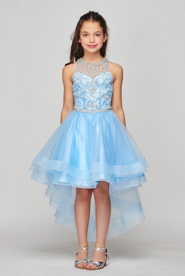 Cinderella Couture Blue Crystal Pearl Halter Pageant Dress Big Girls - 14 Cinderella Couture Blue Crystal Pearl Halter Pageant Dress Big Girls - 14