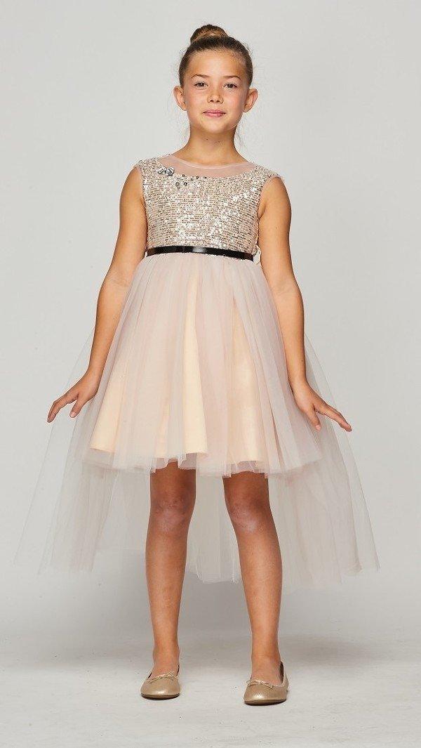High Low Flower Girl Sequins Dress - Pink / 12 High Low Flower Girl Sequins Dress - Pink / 12