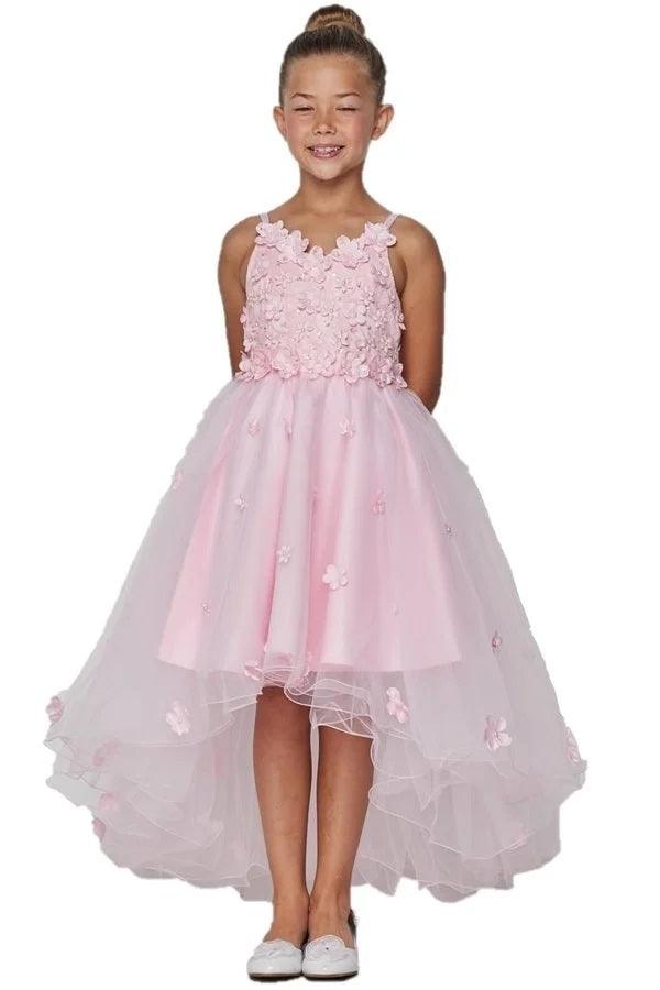 High Low Spaghetti Strap Flower Dress