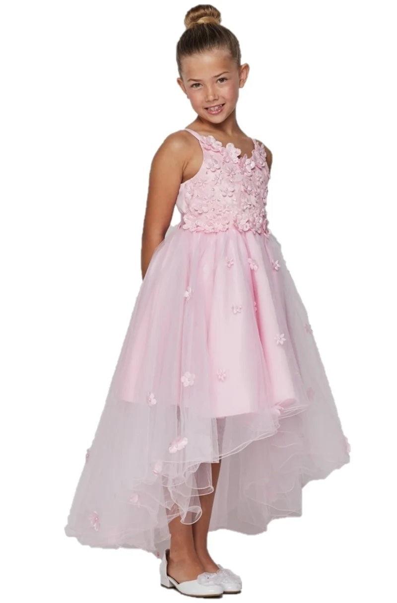 High Low Spaghetti Strap Flower Dress