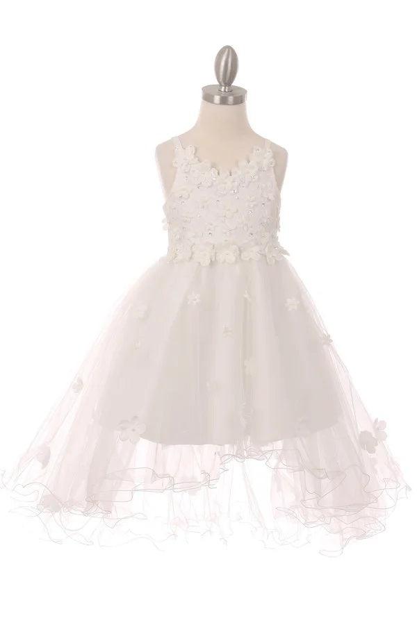 High Low Spaghetti Strap Flower Dress
