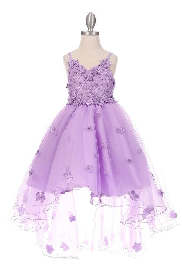 High Low Spaghetti Strap Flower Dress
