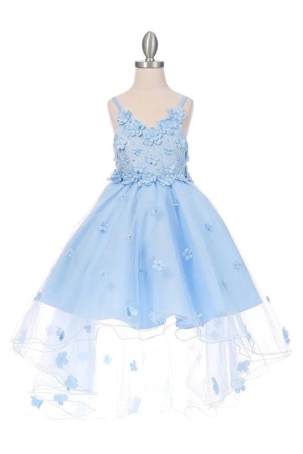 High Low Spaghetti Strap Flower Dress