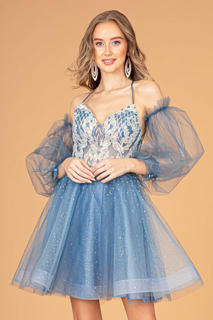 Homecoming Short Glitter Prom Short Dress - The Dress Outlet