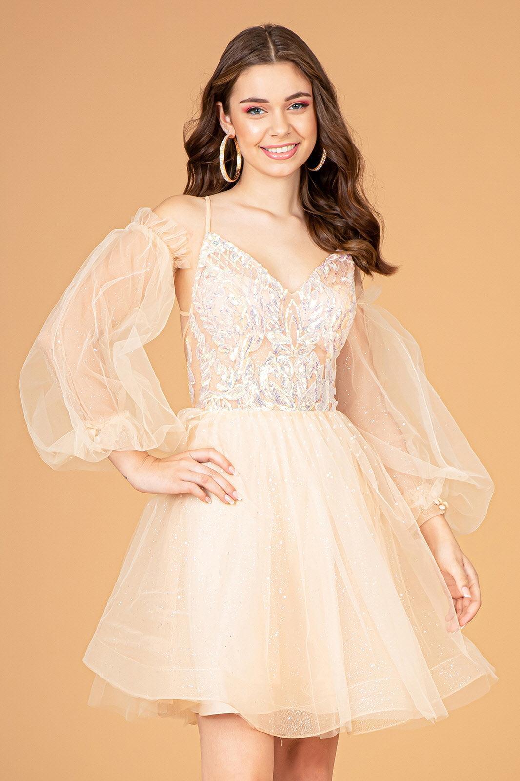 Homecoming Short Glitter Prom Short Dress - The Dress Outlet