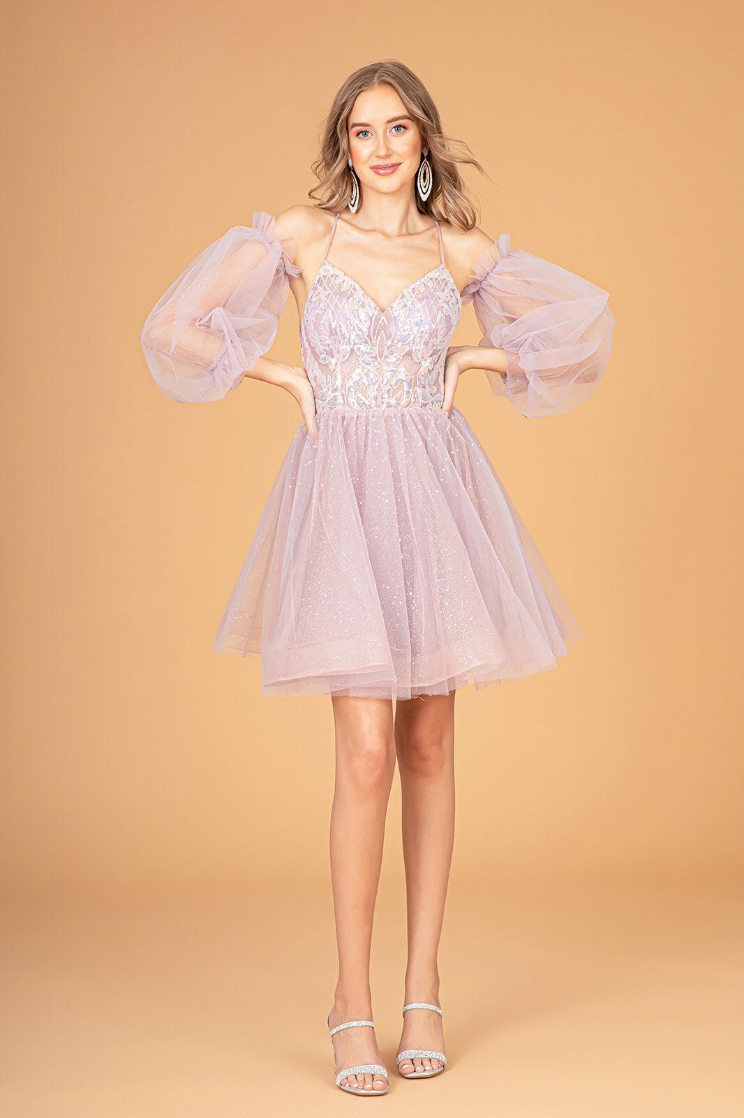 Homecoming Short Glitter Prom Short Dress - The Dress Outlet