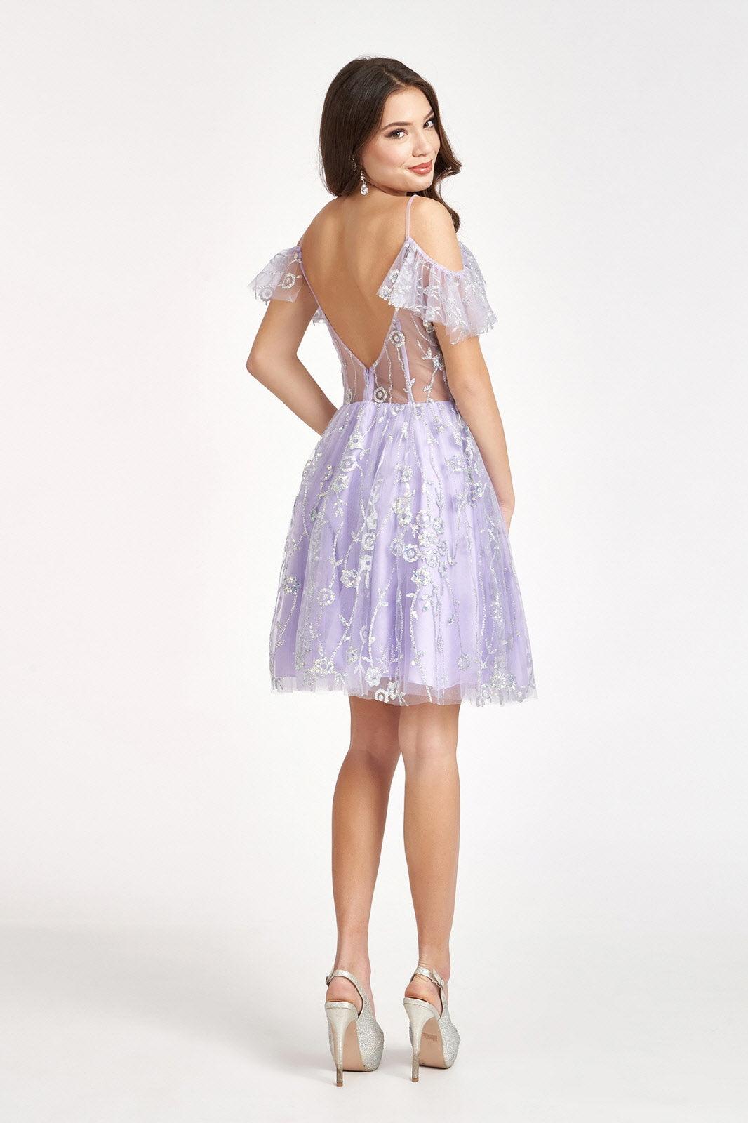 Homecoming Short Off Shoulder Mesh Cocktail Dress