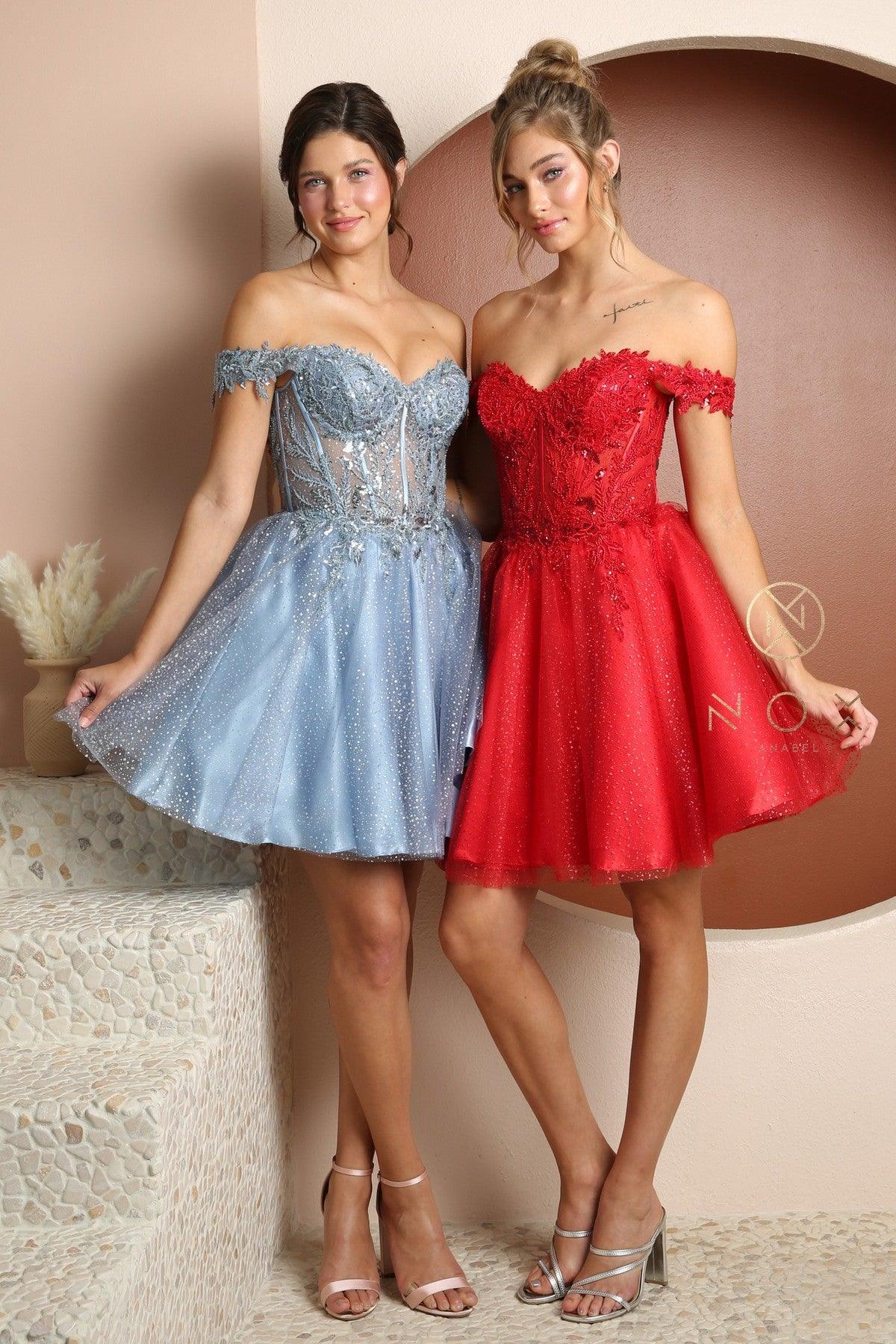Red Homecoming Short Off Shoulder Prom Dress F731 for $35.99 – The