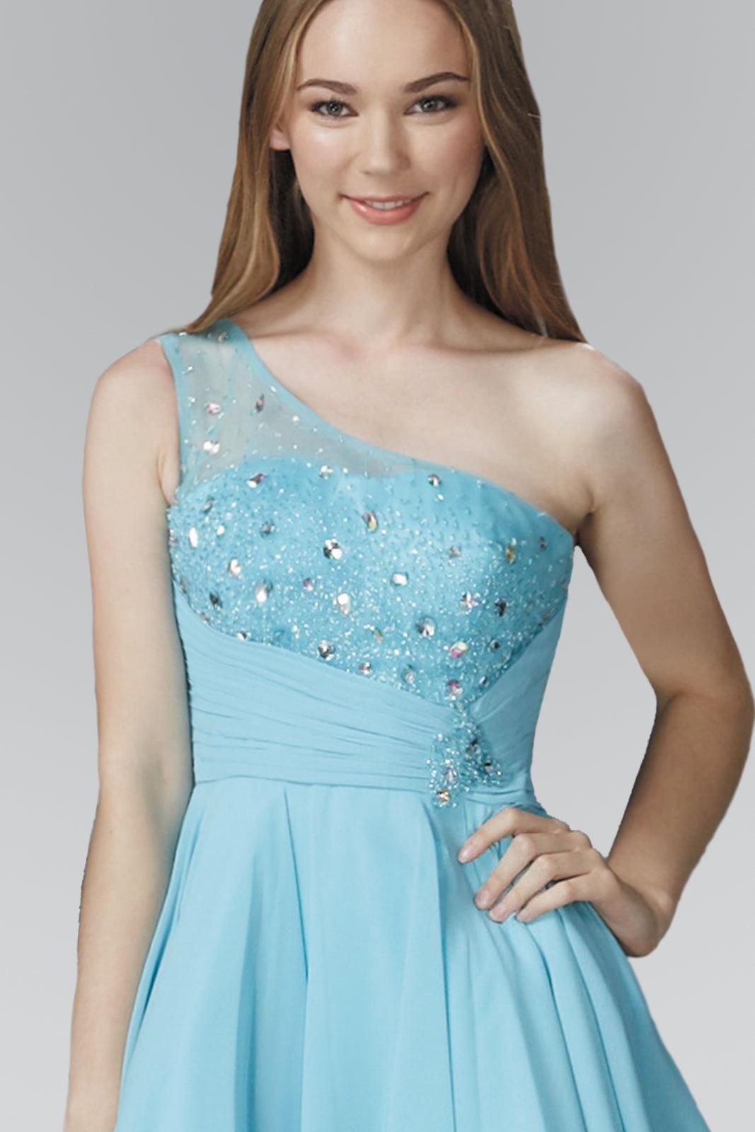 Homecoming Short One Shoulder Chiffon Cocktail Dress - The Dress Outlet