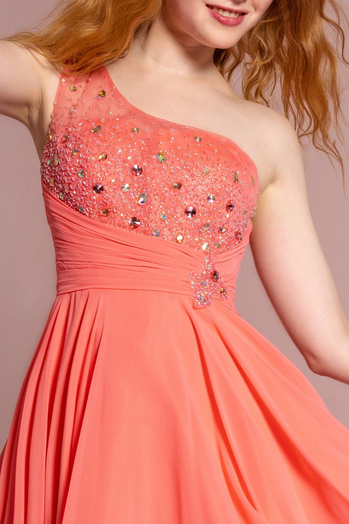 Homecoming Short One Shoulder Chiffon Cocktail Dress